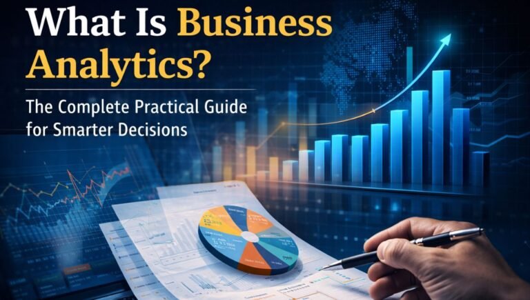 Business analytics dashboard with charts, graphs, and rising bar data, showing data analysis, performance insights, and decision-making using visual reports.