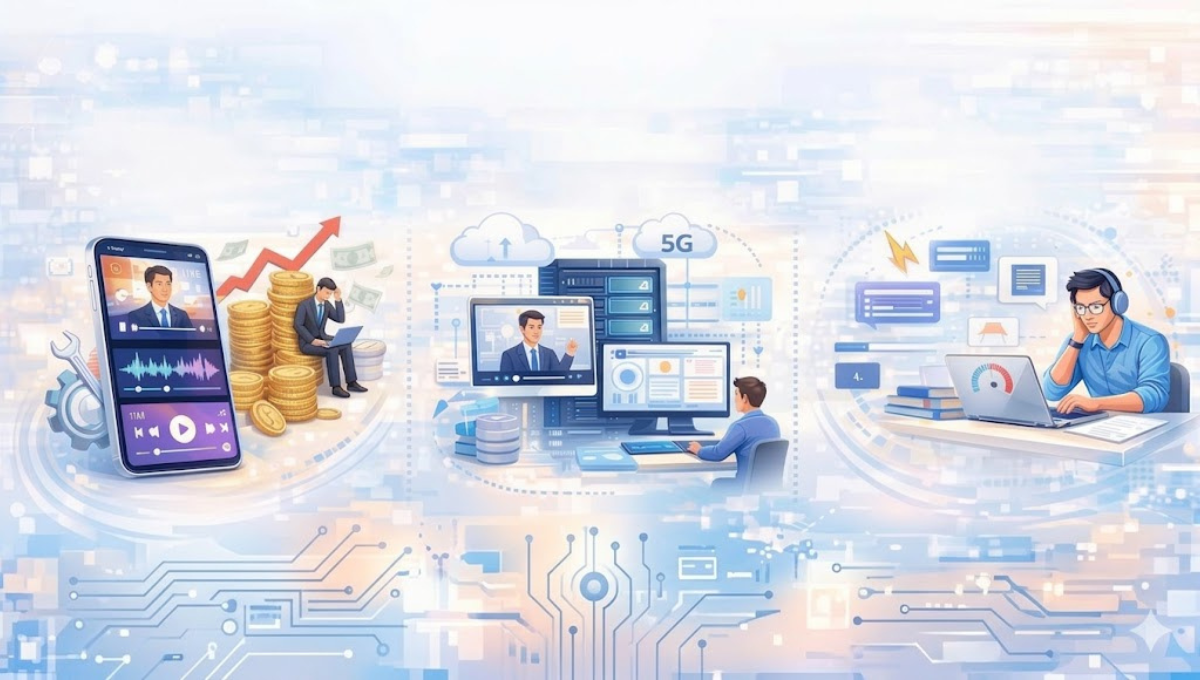 A conceptual illustration showing the financial, infrastructural, and technical hurdles of mobile app development.