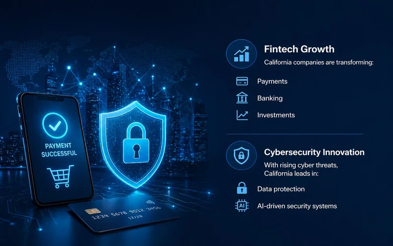 Fintech and cybersecurity innovation with secure digital payment, mobile banking, and data protection technology